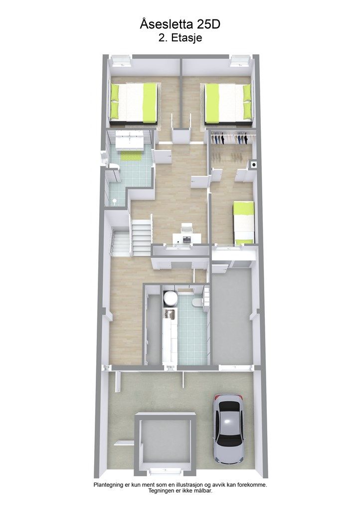 3 D plantegning 2. etasje