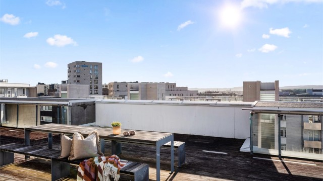Felles takterrasse med 360 grader panorama utsikt.