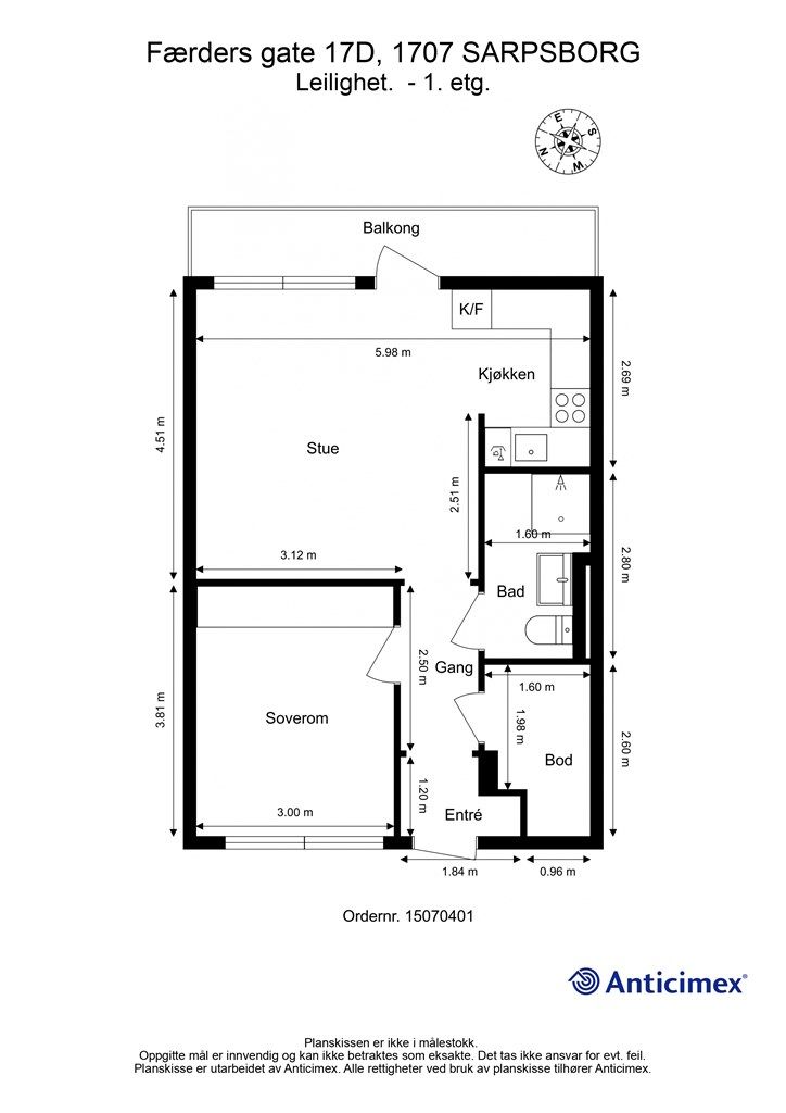 Planskissen er veiledende. Leiligheten har også tilgang til fellesareal i kjeller med lagringsmuligheter.