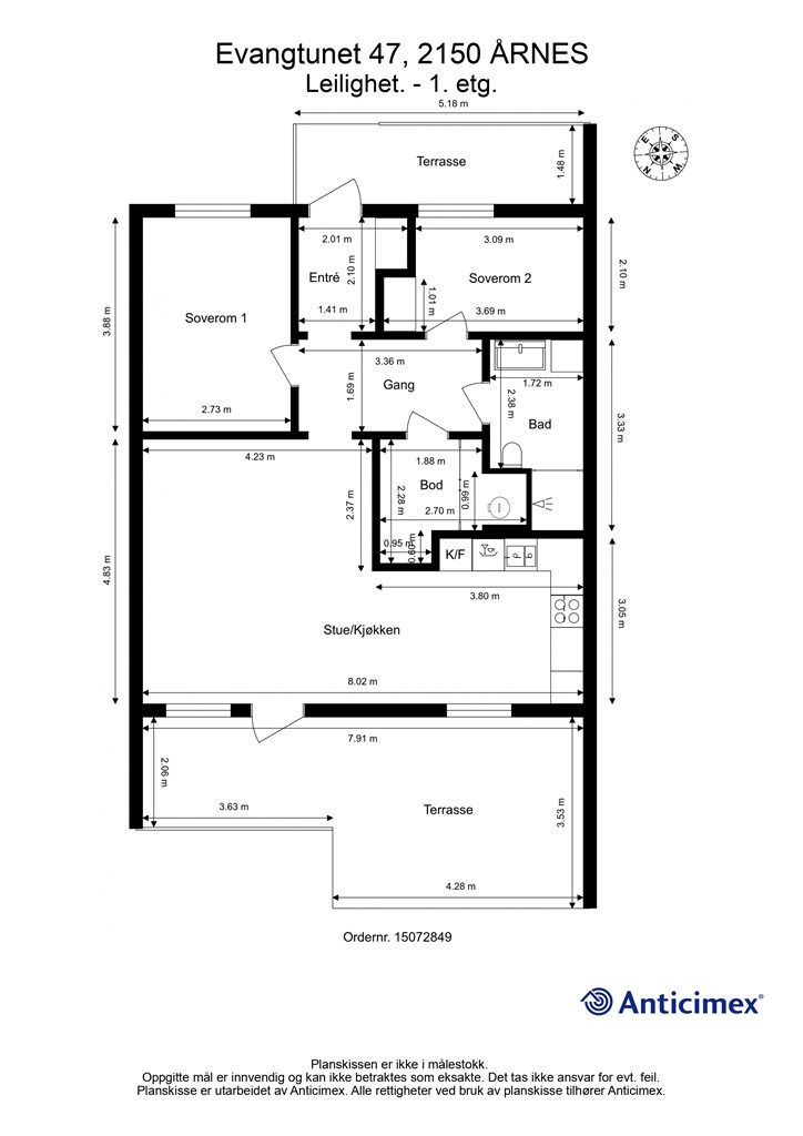 Plantegning - Leilighet. 