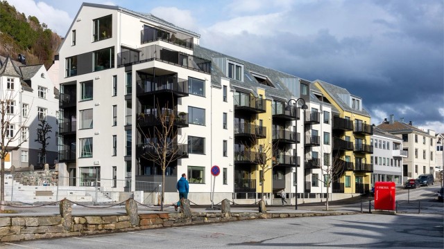 Nyere leilighetsbygg sentralt i sentrum