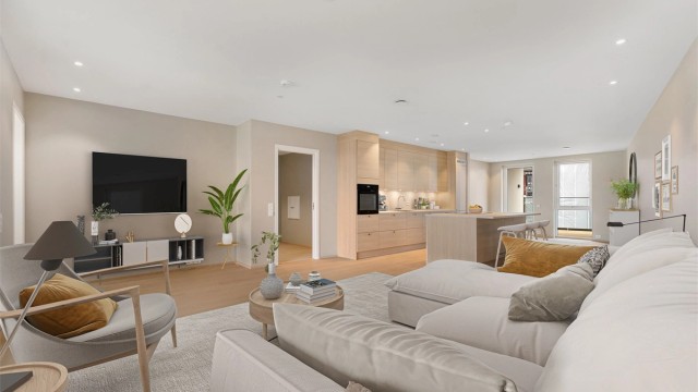 Velkommen til denne lekre og innbydende leiligheten i en lys og høy 7.Etasje på Tangen 19.