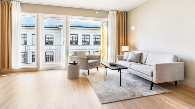 Velkommen til Skarmyrakvartalet! Leilighet B27 presenteres av Krogsveen.
Fotograf; Børge Oppegård.