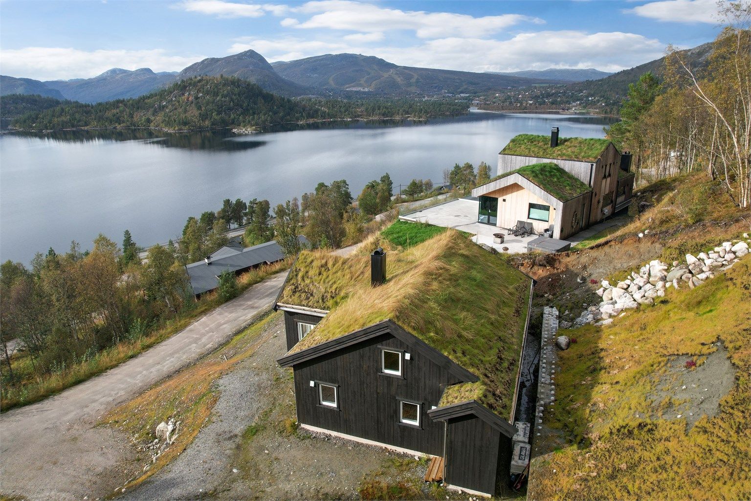 Utsikten mot Hovden og skisenteret.
