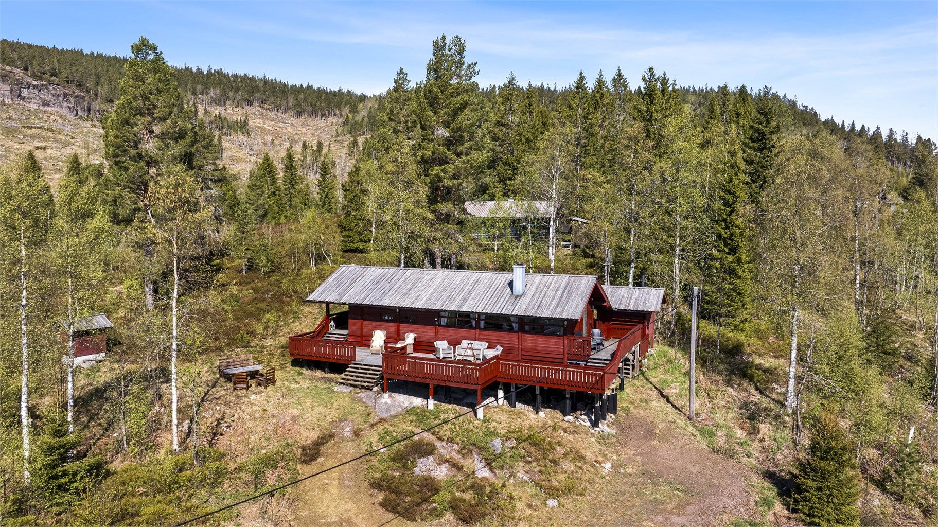 Med beliggenhet 415 meter over havet er dette et snøsikkert utgangspunkt for helårs friluftsliv, med skiløyper og badevann i umiddelbar nærhet. Foto: Maciej Krzysztof