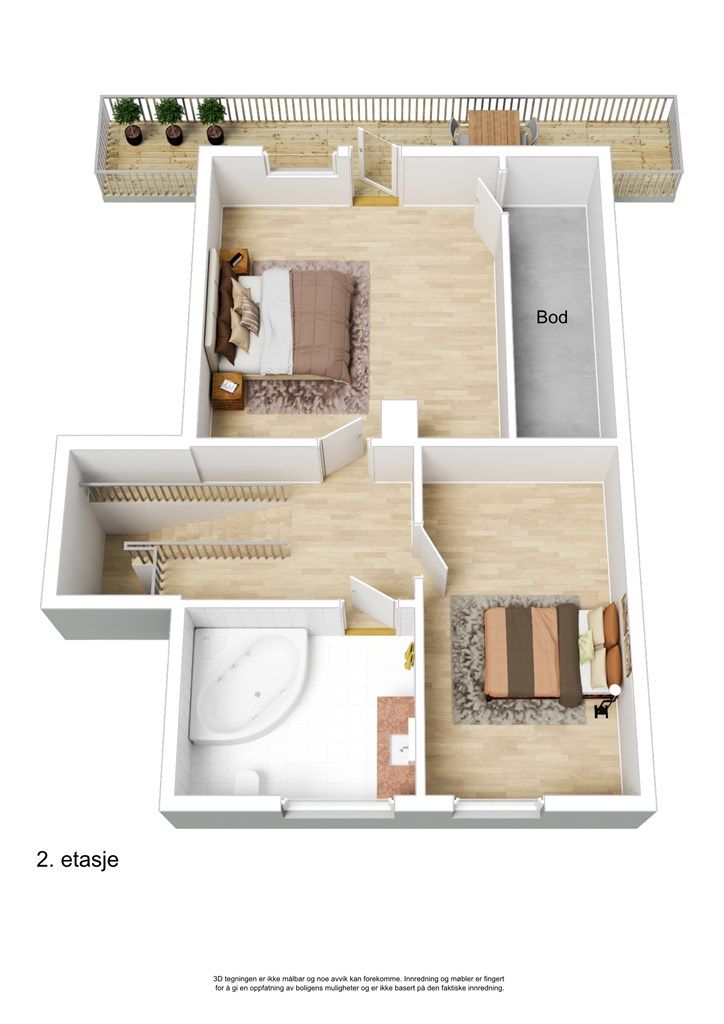 3 D plantegning loftsetasje