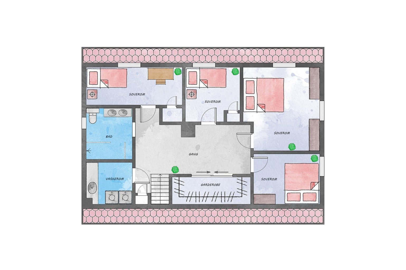 Plantegning av loftetasje