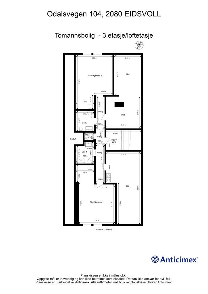 Plantegning loftetasje - 3. etasje