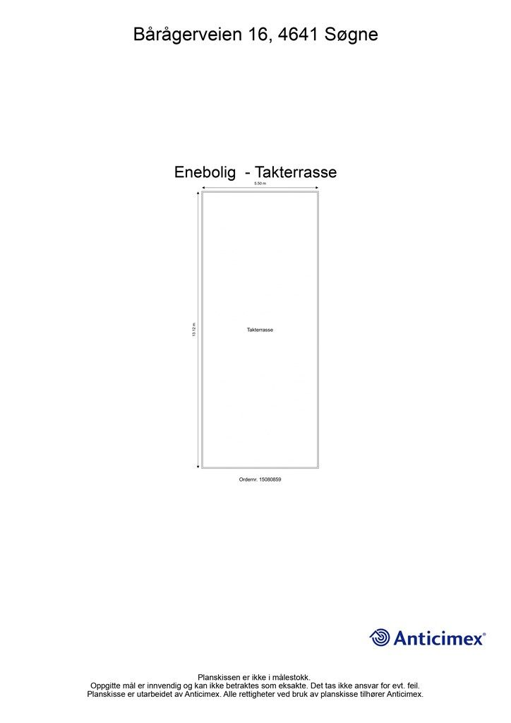 Plantegning - Takterrasse med mål