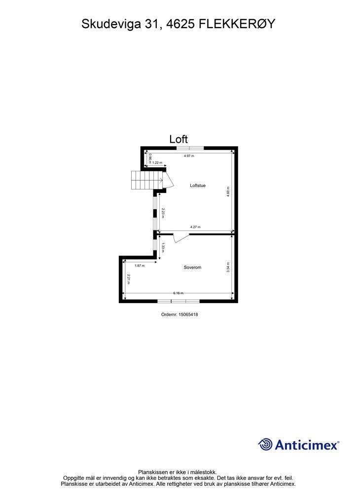 2.Etasje/Loft - 2D plantegning med mål