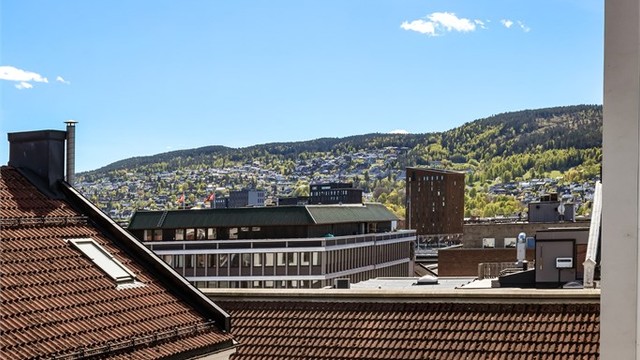Utsikt fra balkongen ved stuen.