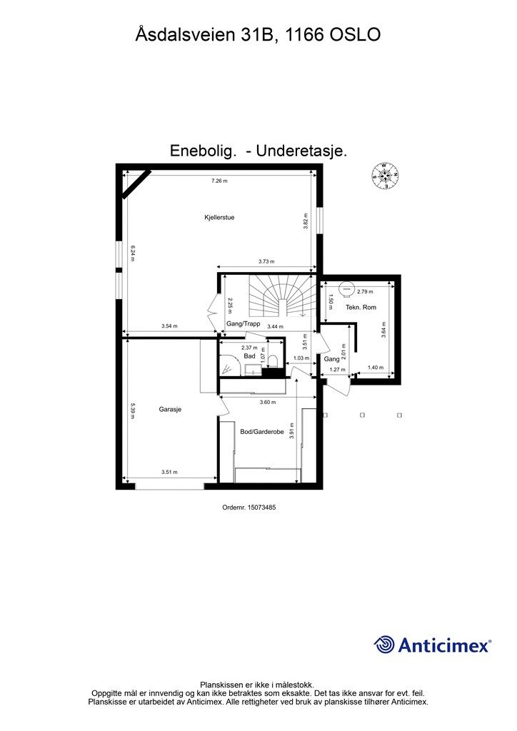 Plantegning kjeller. 