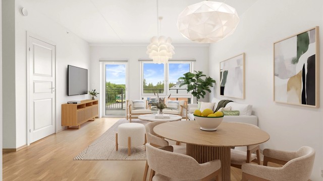 Eiendomsmegler Krogsveen avd. Årnes har gleden av å presentere Grensevegen 13! Bildet er digitalt stylet og ment å gi et innblikk i hvordan boligen kan innredes.