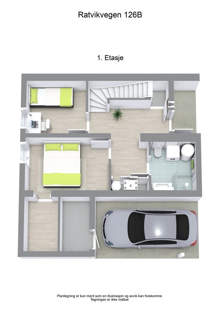 3 D planløsning 1. etasje