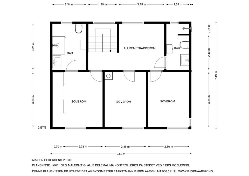 Plantegning øverste plan