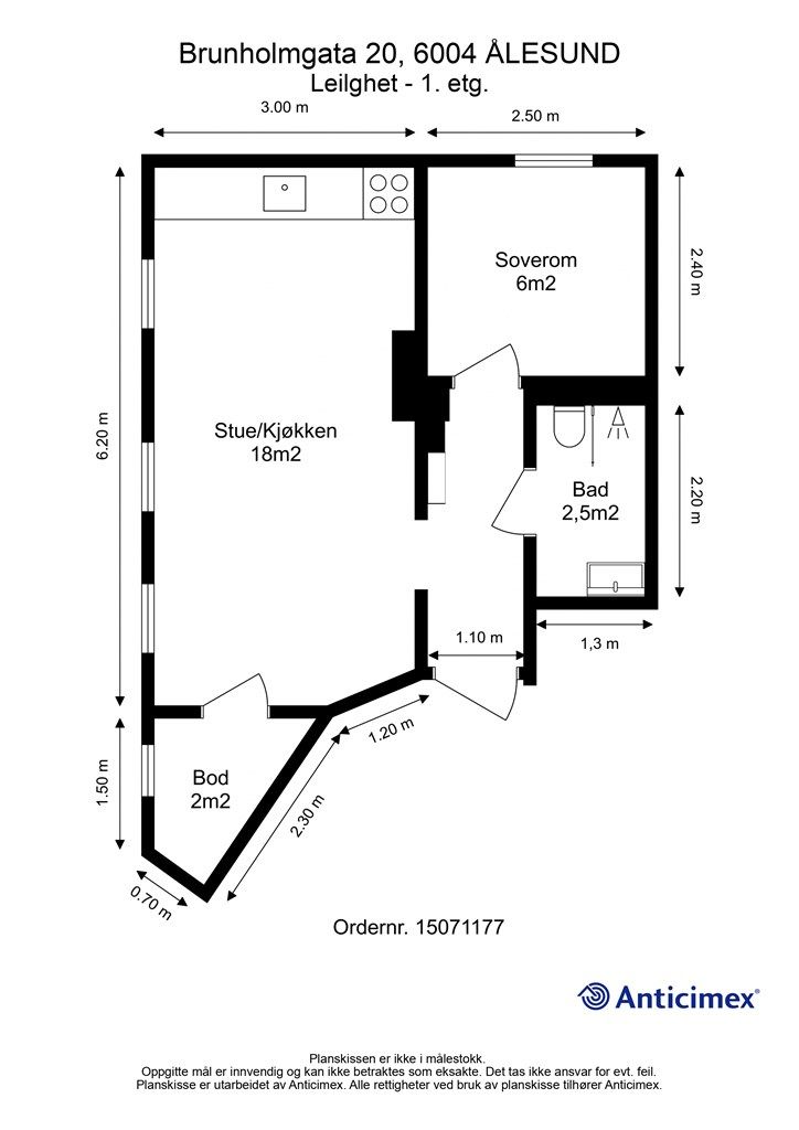 Plantegning - 2D m/mål