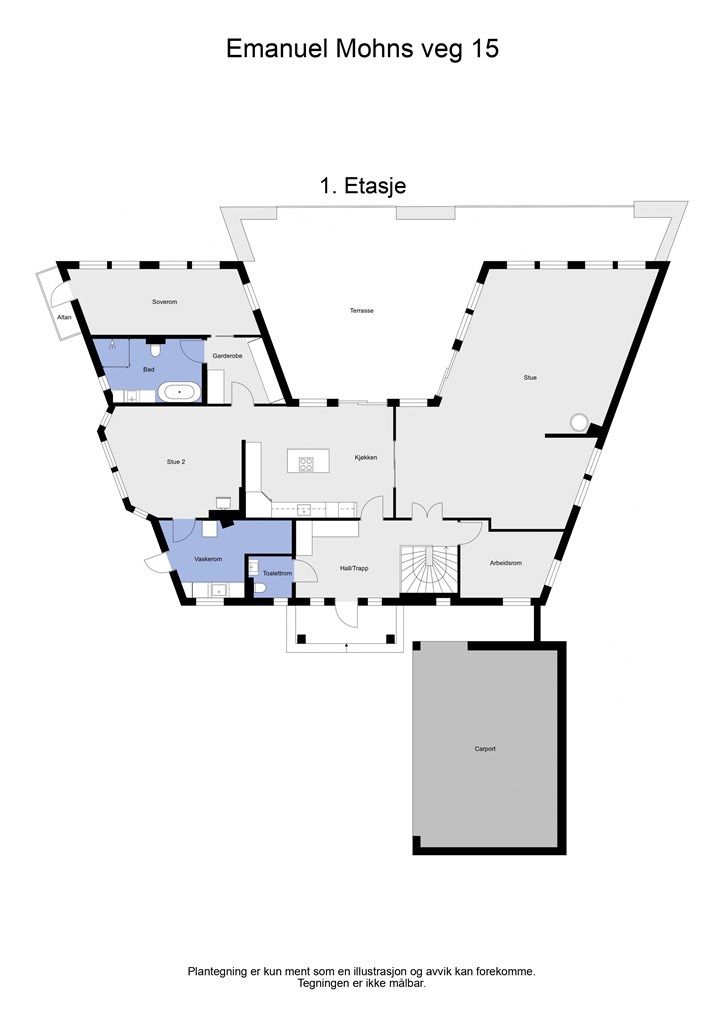 2 D plantegning hovedetasjen