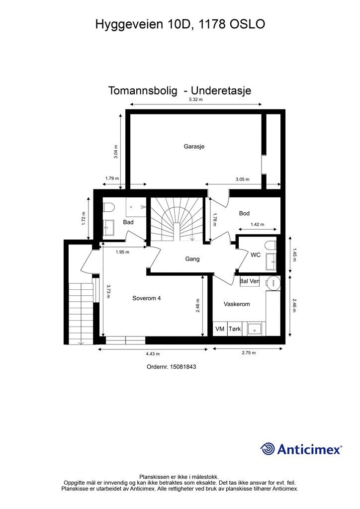Underetasjen har egen inngang og er innredet med soverom, bad, separat wc og et praktisk vaskerom. Etasjen har også intern adkomst til garasjeheisen.