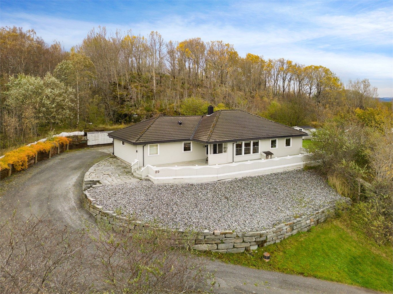 Tomta måler 1361 kvm, og ligger fint plassert i terrenget.  