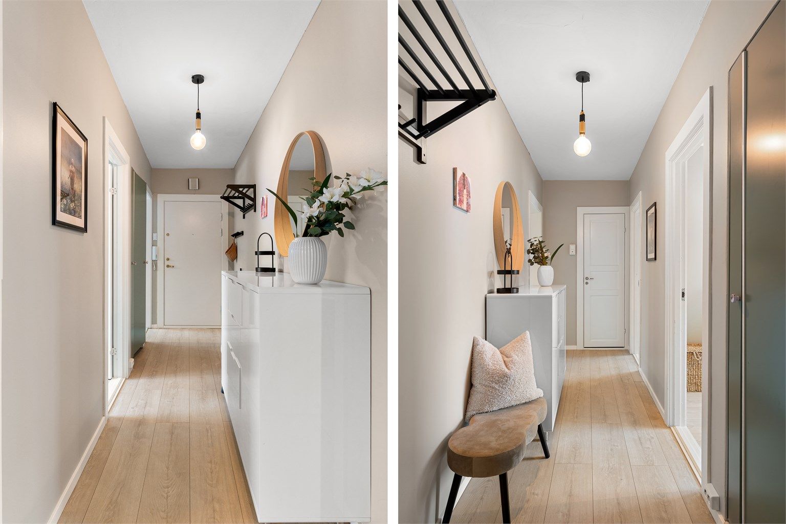 Her er det god plass til å henge fra seg yttertøyet. 