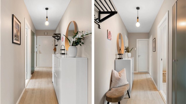 Her er det god plass til å henge fra seg yttertøyet.