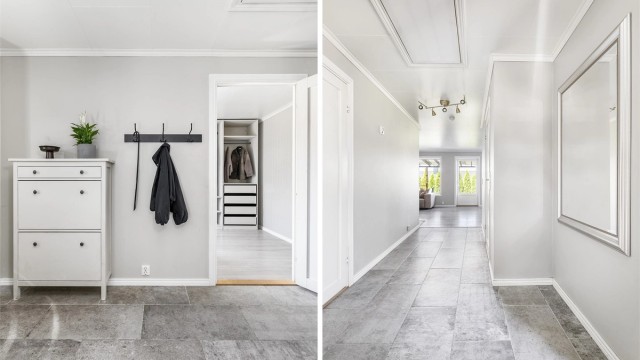 Badet og soverommene er samlet omkring den romslige entreen, tilbaketrukket fra romløsningens sosiale sone.