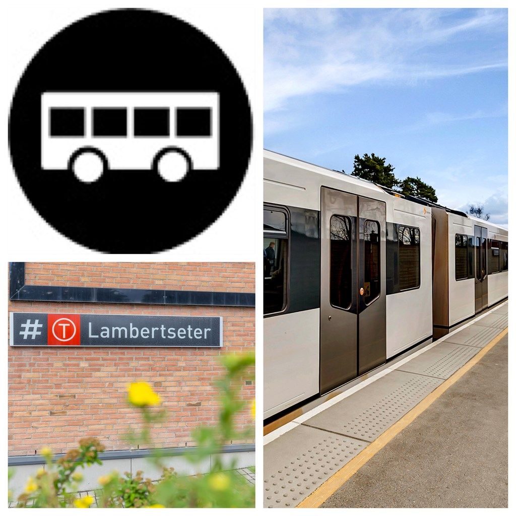 Umiddelbar nærhet til offentlig kommunikasjon ved Lambertseter senter.
