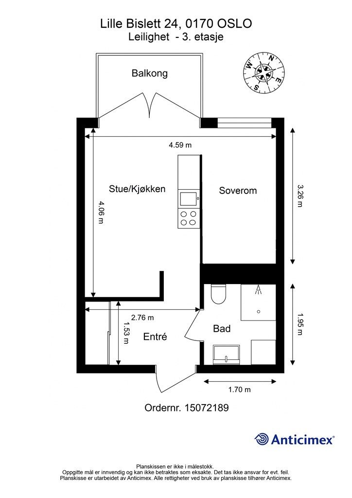 Alternativ plantegning for å etablere soverom.