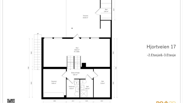 Planløsning -2.etasje og -3.etasje