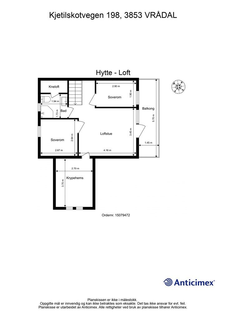 Loftsetasjen med bla. 2 soverom, bad, loftsstue og stort hemsrom