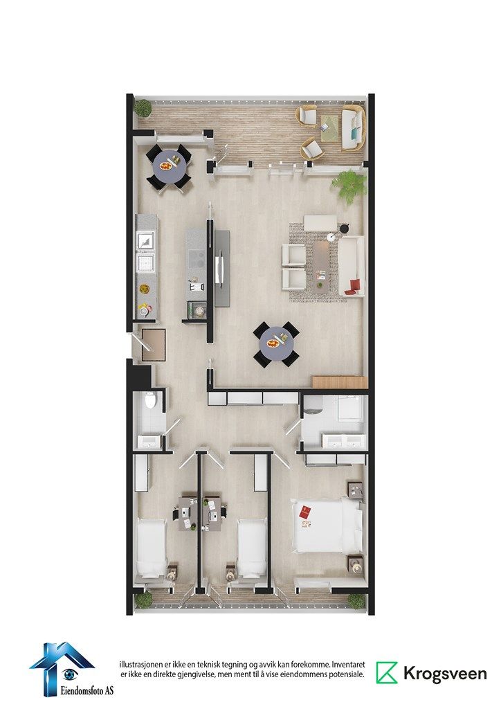 Møblert planskisse - Kapellveien 160 J - 2. etasje 