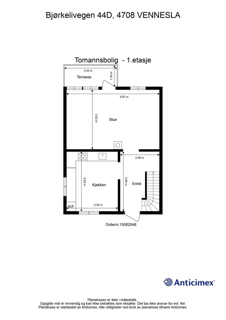 1. Etasje - 2D plantegning med mål