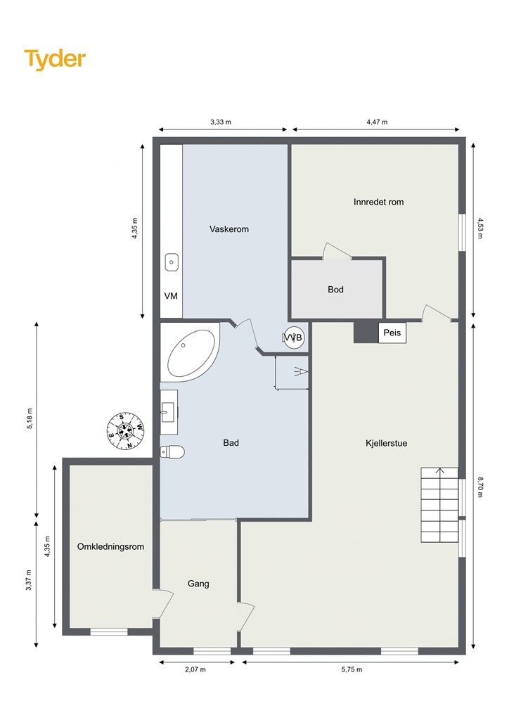 Plantegning kjeller.