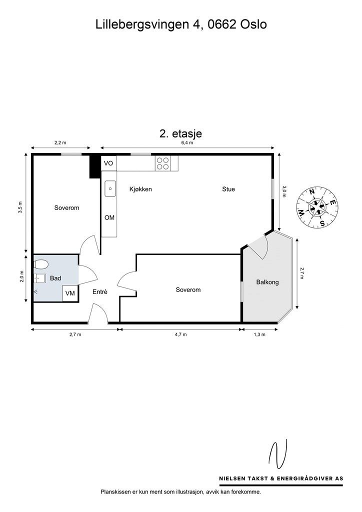 Boligen byr på en god planløsning med 2 soverom og masse oppbevaringsplass