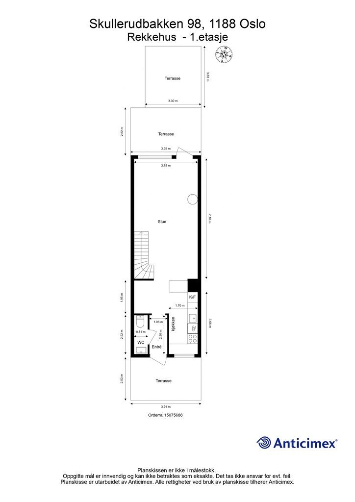 Plantegning - Rekkehus - 1. etasje.
