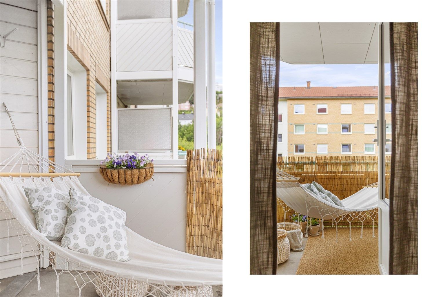 På varme dager blir balkongen et ekstra oppholdsrom med plass til både morgenkaffe og sene sommerkvelder.
