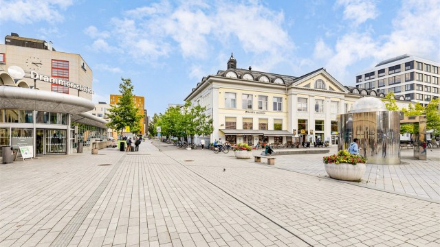 Svært sentralt på Strømsø, med Drammen stasjon rett ved.