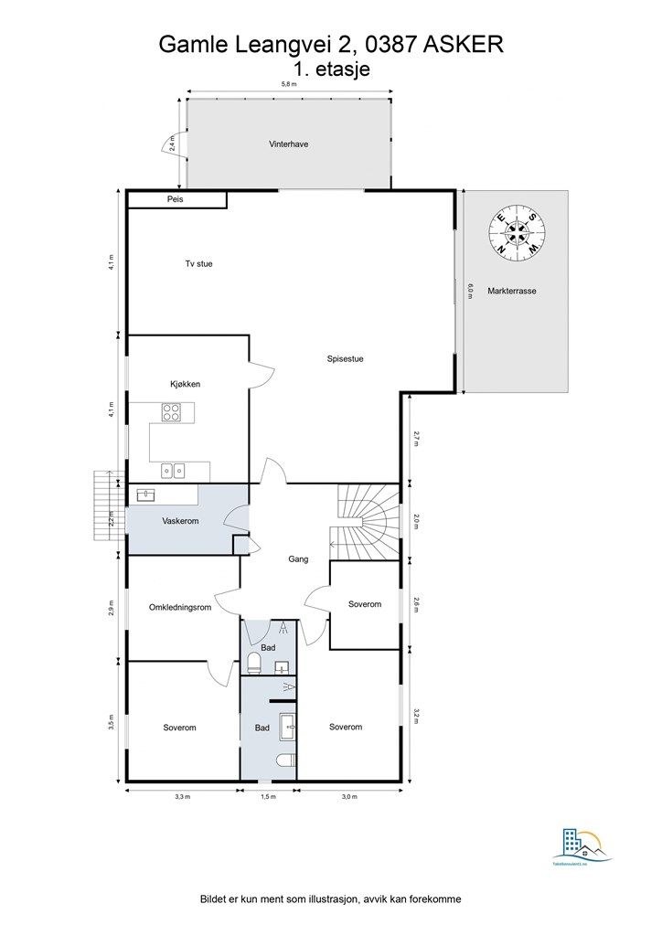 Plantegning 1. etasje.