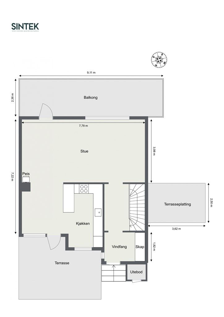 Plantegning 2. etasje (inngangsetasje)