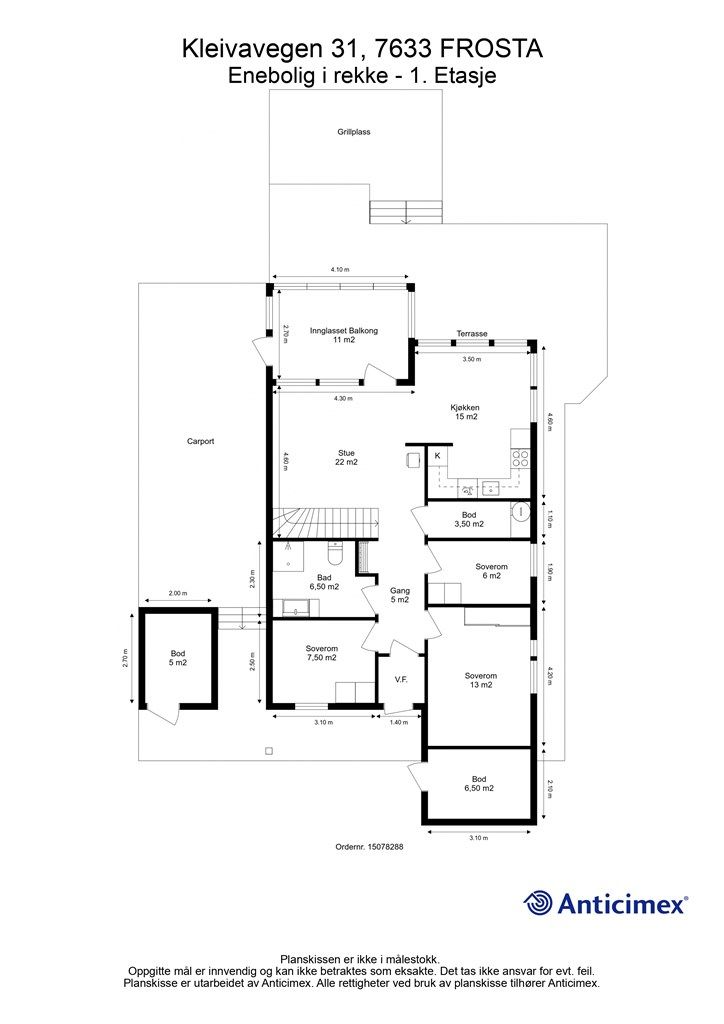 Planskisse 1. etasje. 