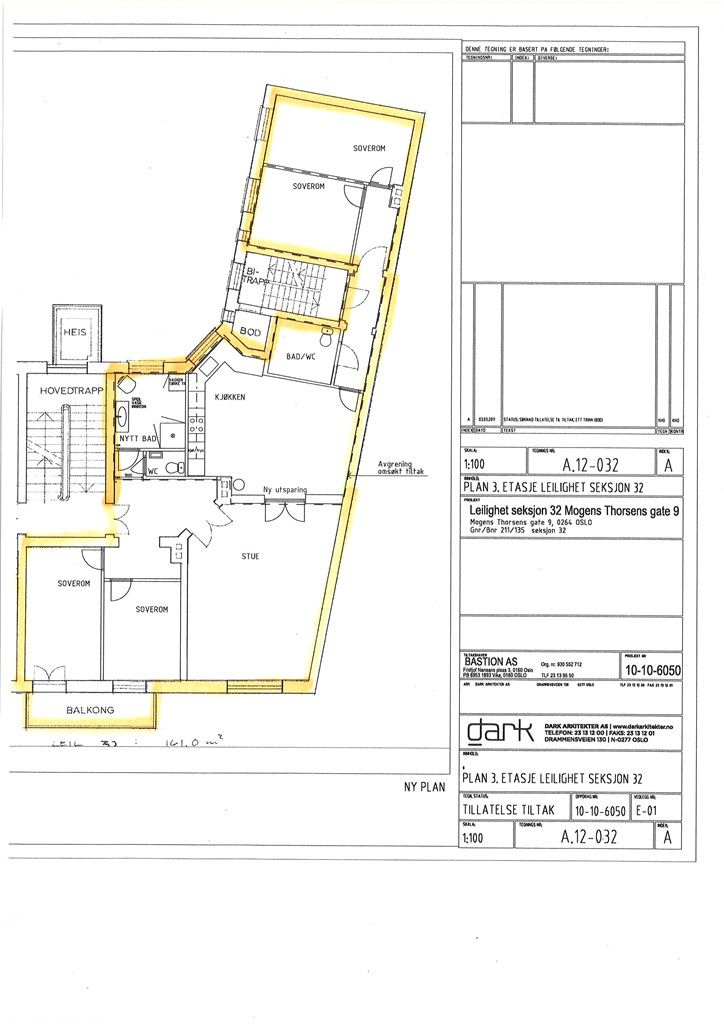 Planskisse. Leiligheten ligger i 3 etg.