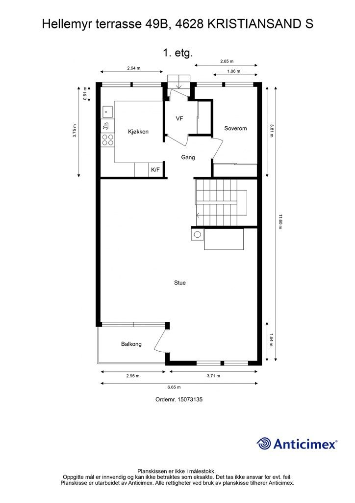 Vi starter med plantegning av boligens hovedetasje. 