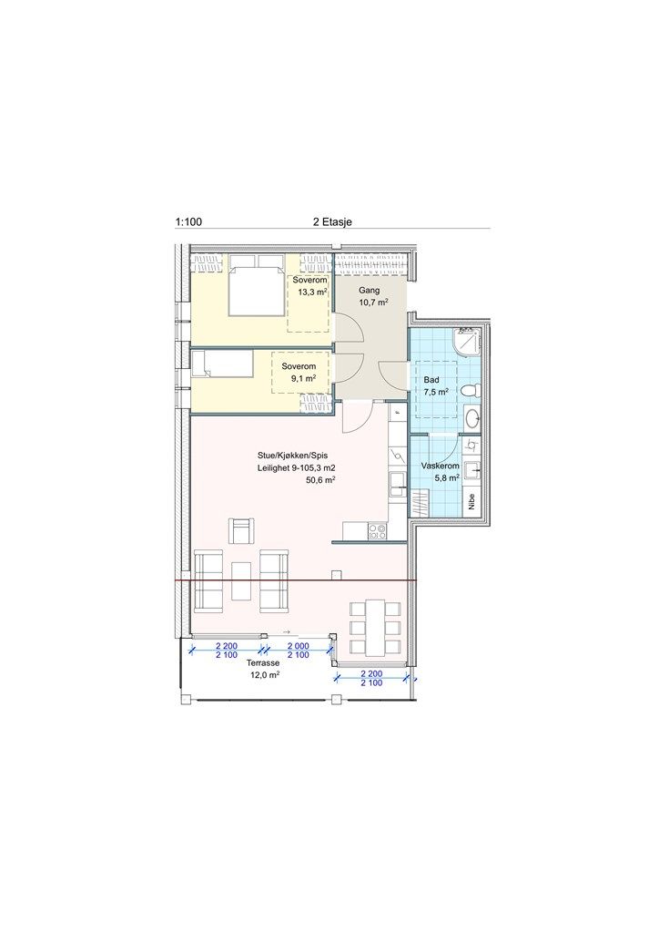Plantegning med mål