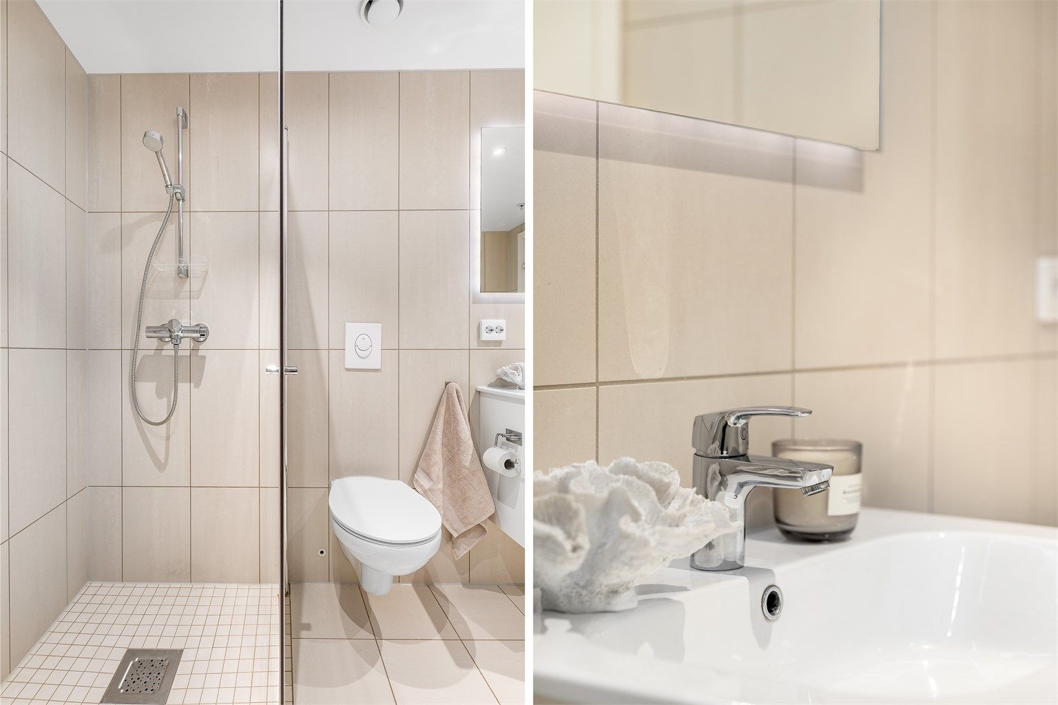 Spotter er innfelt i badets himling og kan dimmes til ønsket styrke.