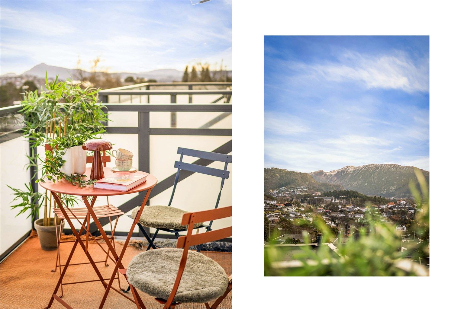 På balkongen kan solen nytes fra morgen til langt på ettermiddag sommerstid.