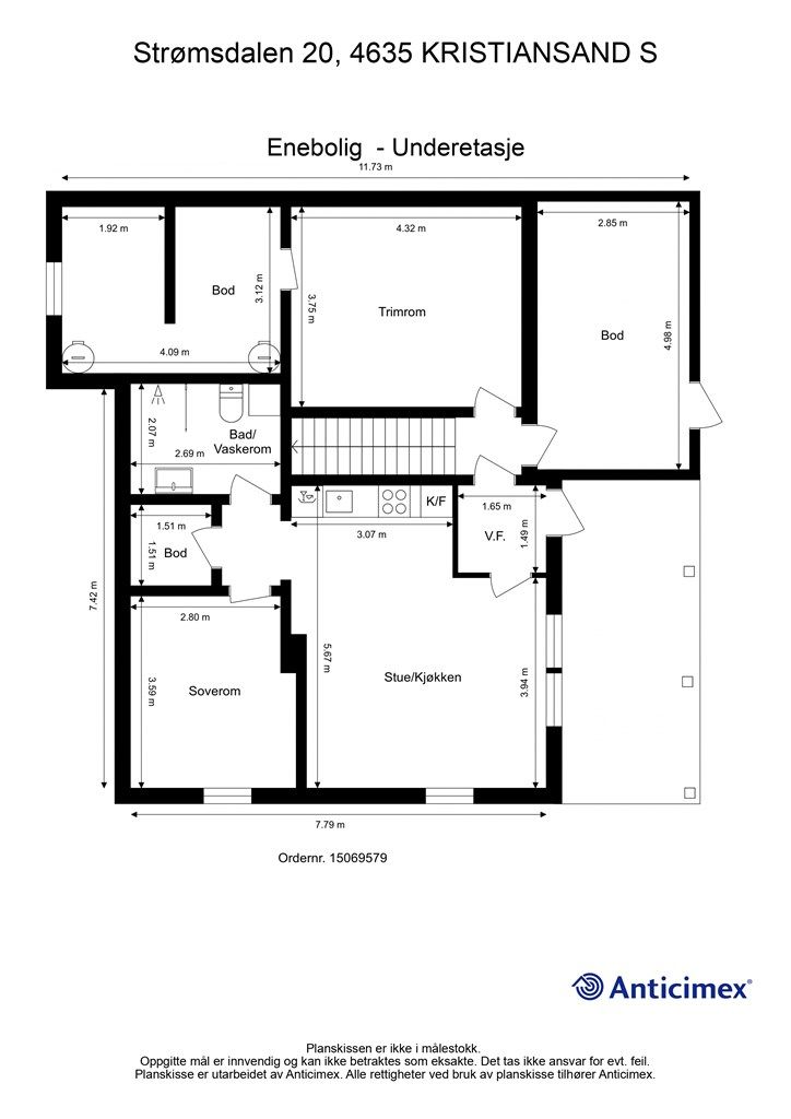 Plantegning Enebolig - Underetasje.