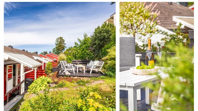 Koselig og skjermet uteplass som er perfekt på varme sommerdager
