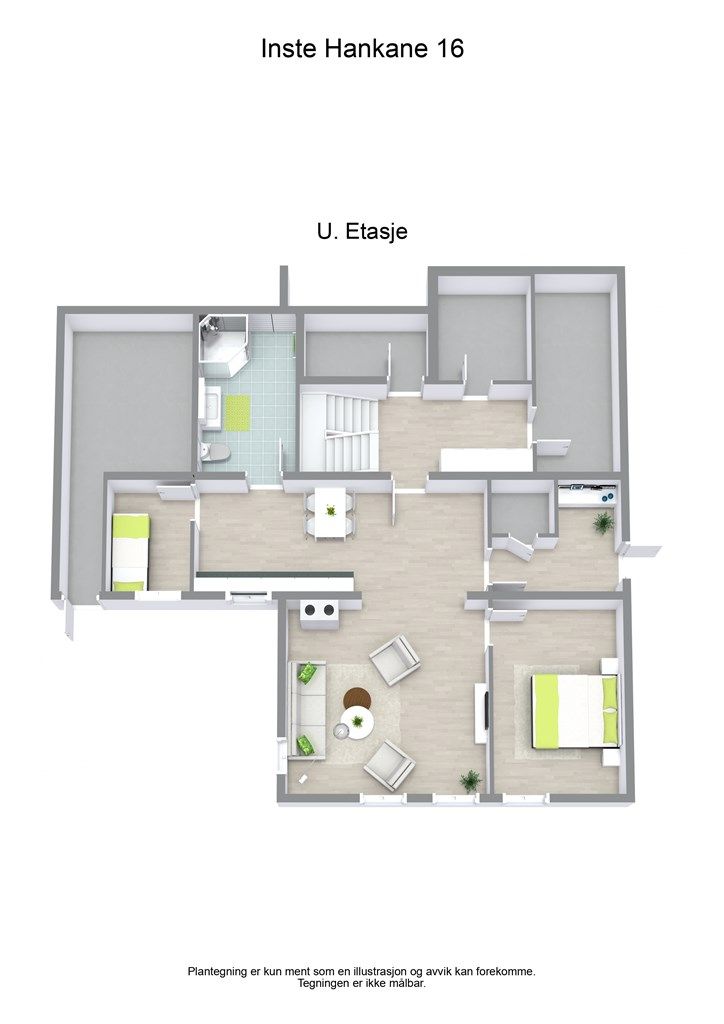 3 D plantegning underetasjen