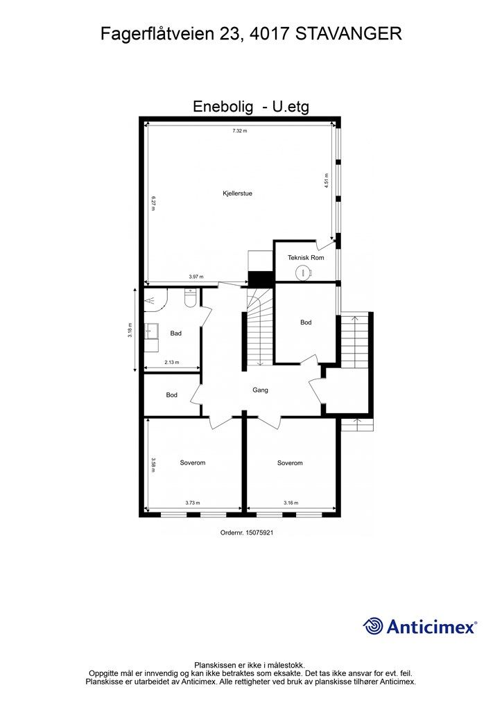 Plantegning kjeller. 