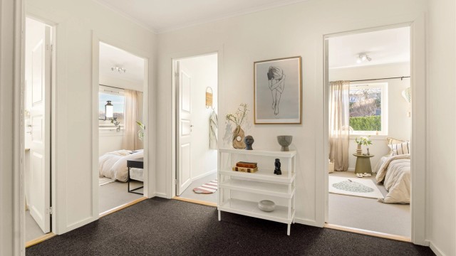 I denne delen av boligen finner du alle de fire soverommene.